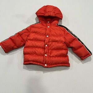 GUCCI Kids' Gg Supreme Padded Jacket In Orange Size 5Y